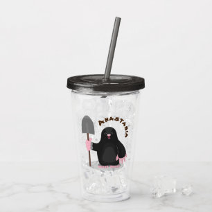 Cute happy mole cartoon illustratie acryl drinkbeker