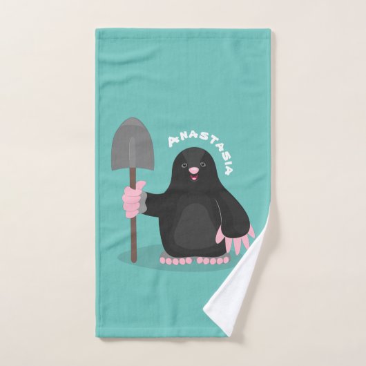 Cute happy mole cartoon illustratie bad handdoek (Handdoek)