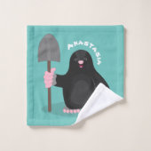 Cute happy mole cartoon illustratie bad handdoek (Wasdoekje)