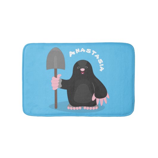 Cute happy mole cartoon illustratie badmat (Voorkant)