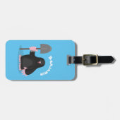 Cute happy mole cartoon illustratie bagagelabel (Voorkant horizontaal)