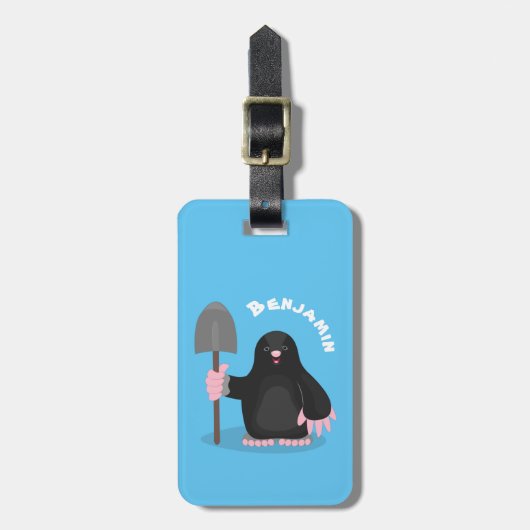 Cute happy mole cartoon illustratie bagagelabel (Voorkant verticaal)