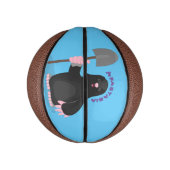 Cute happy mole cartoon illustratie basketbal (Verticaal)