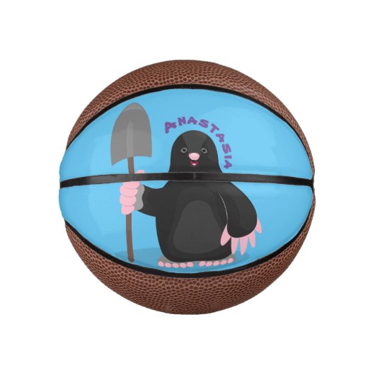 Cute happy mole cartoon illustratie basketbal (Voorkant)