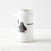 Cute happy mole cartoon illustratie bierpul (Voorkant links)