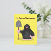 Cute happy mole cartoon illustratie briefkaart (Staand voorkant)