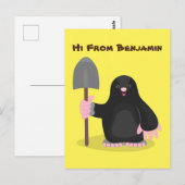 Cute happy mole cartoon illustratie briefkaart (Voorkant / Achterkant)