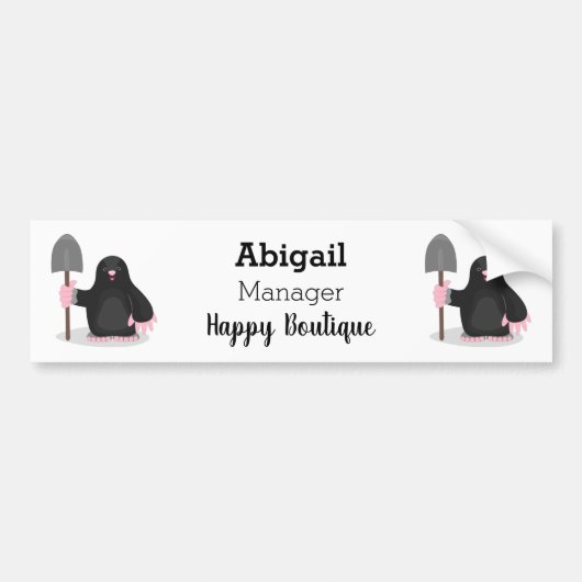 Cute happy mole cartoon illustratie bumpersticker (Voorkant)