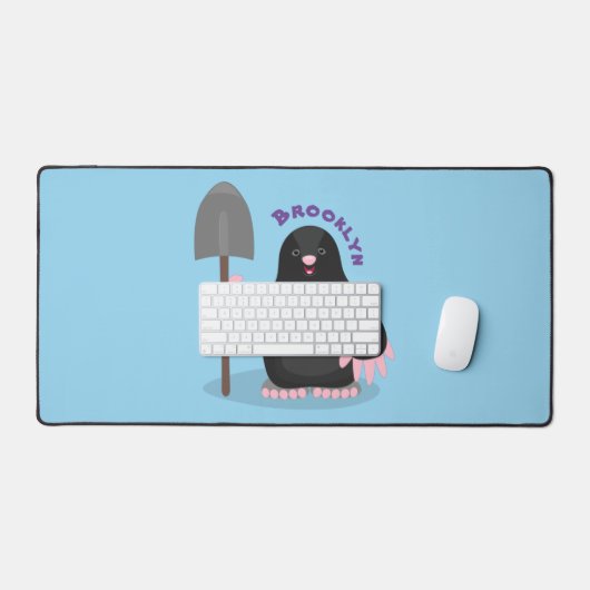 Cute happy mole cartoon illustratie bureaumat (Keyboard & Muis)