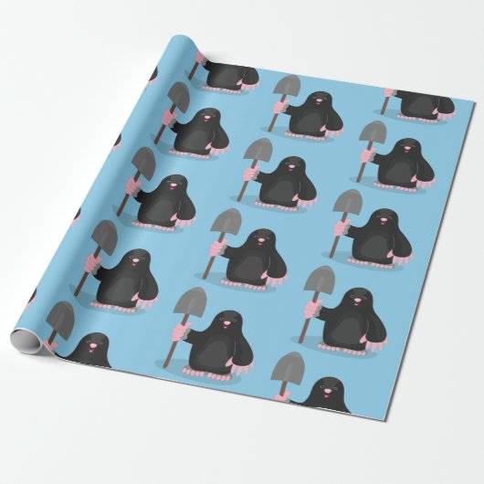 Cute happy mole cartoon illustratie cadeaupapier (Uitgerold)