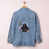 Cute happy mole cartoon illustratie denim jacket (Hangar)