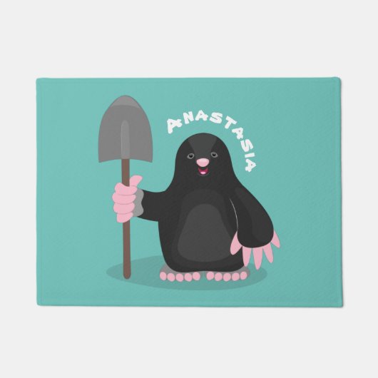 Cute happy mole cartoon illustratie deurmat (Voorkant)