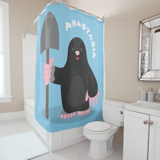 Cute happy mole cartoon illustratie douchegordijn (In situ)