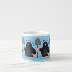 Cute happy mole cartoon illustratie espresso kop