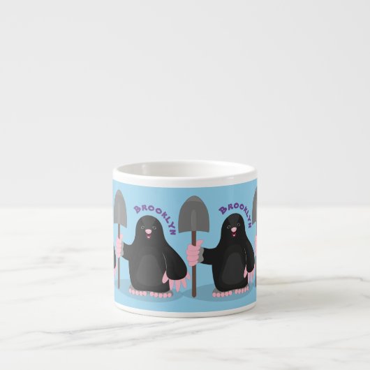 Cute happy mole cartoon illustratie espresso kop (Voorkant)