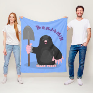 Cute happy mole cartoon illustratie fleece deken