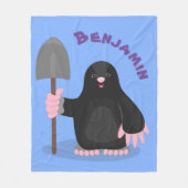 Cute happy mole cartoon illustratie fleece deken (Voorkant)