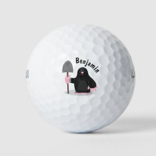 Cute happy mole cartoon illustratie golfballen