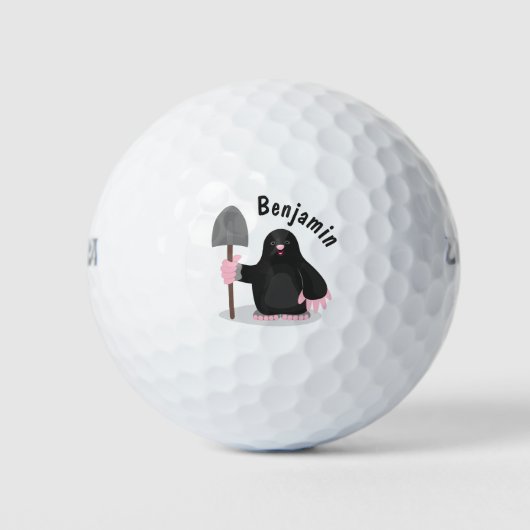 Cute happy mole cartoon illustratie golfballen (Voorkant)