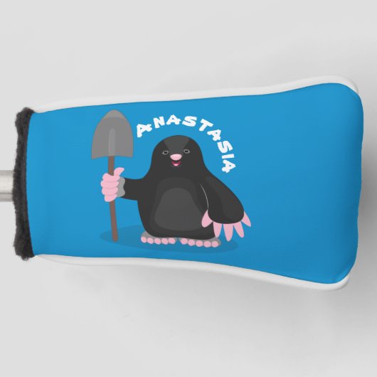 Cute happy mole cartoon illustratie golfheadcover (Voorkant)