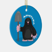 Cute happy mole cartoon illustratie keramisch ornament (Rechts)
