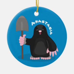 Cute happy mole cartoon illustratie keramisch ornament