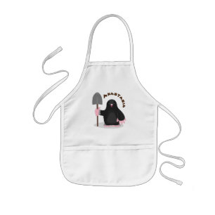 Cute happy mole cartoon illustratie kinder schort
