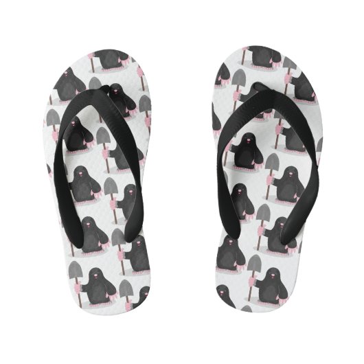 Cute happy mole cartoon illustratie kinder teenslippers (Voetbed)