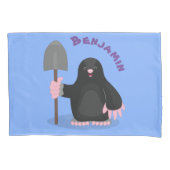 Cute happy mole cartoon illustratie kussensloop (Voorkant)