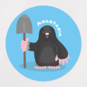 Cute happy mole cartoon illustratie labels (Design 2)