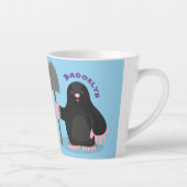 Cute happy mole cartoon illustratie latte mok (Rechts)