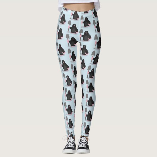 Cute happy mole cartoon illustratie leggings (Voorkant)