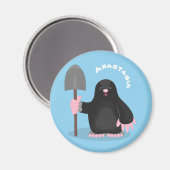 Cute happy mole cartoon illustratie magneet (Voorkant / Achterkant)