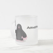 Cute happy mole cartoon illustratie matglas koffiemok (Voorkant links)