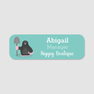 Cute happy mole cartoon illustratie naamplaatje