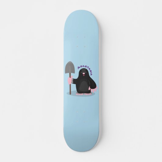 Cute happy mole cartoon illustratie persoonlijk skateboard (Voorkant)