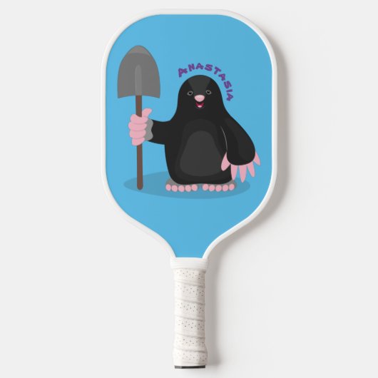 Cute happy mole cartoon illustratie pickleball paddle (Voorkant)