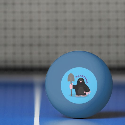 Cute happy mole cartoon illustratie pingpongbal (Net)