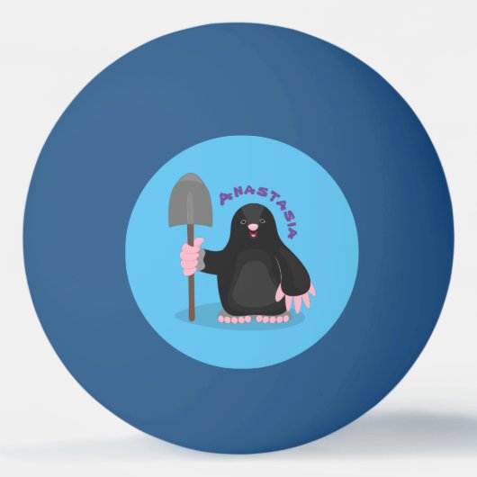 Cute happy mole cartoon illustratie pingpongbal (Achterkant)