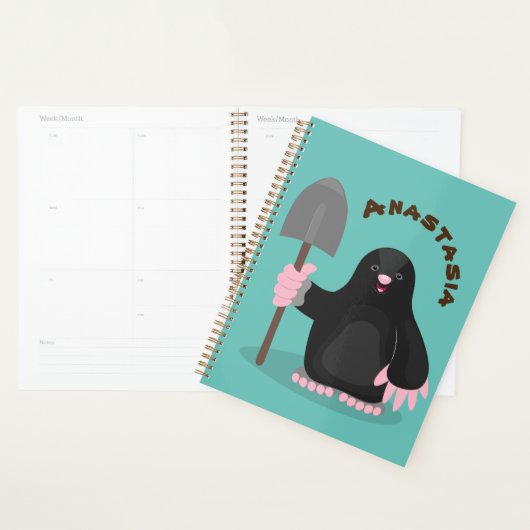 Cute happy mole cartoon illustratie planner (Display)