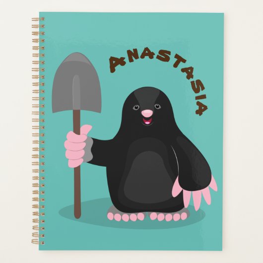 Cute happy mole cartoon illustratie planner (Voorkant)