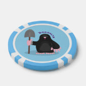 Cute happy mole cartoon illustratie poker chips (Enkel)