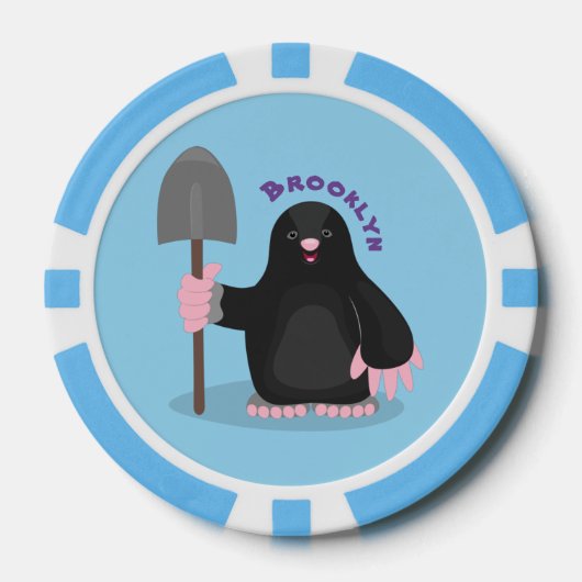 Cute happy mole cartoon illustratie poker chips (Voorkant)
