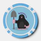 Cute happy mole cartoon illustratie poker chips (Achterkant)