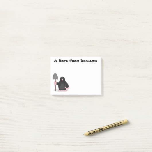 Cute happy mole cartoon illustratie post-it® notes (Op bureau)