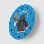 Cute happy mole cartoon illustratie ronde klok (Hoek)