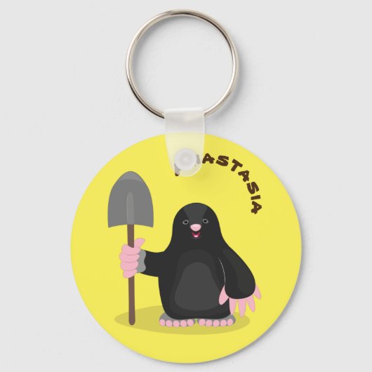 Cute happy mole cartoon illustratie sleutelhanger (Voorkant)