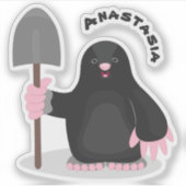 Cute happy mole cartoon illustratie sticker (Voorkant)