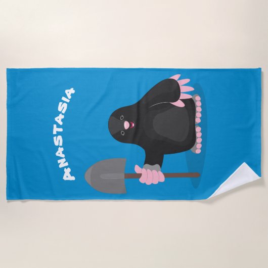 Cute happy mole cartoon illustratie strandlaken (Voorkant)