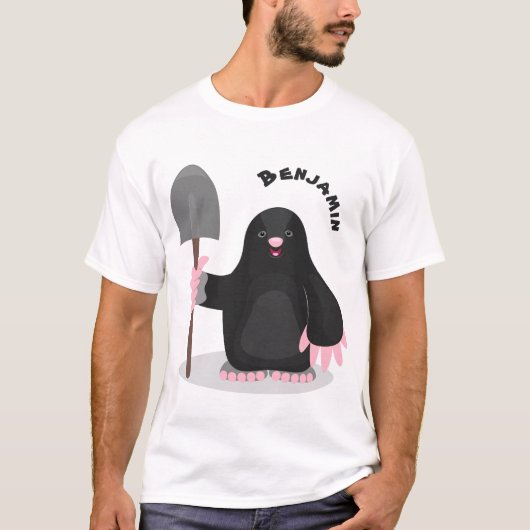 Cute happy mole cartoon illustratie t-shirt (Voorkant)